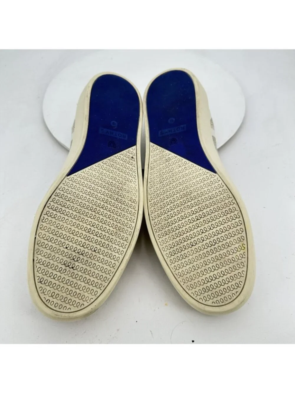 Rothys The Sneaker Slip On Women Size 12 White Grey Striple Casual Comfort Shoes - Picture 10 of 11